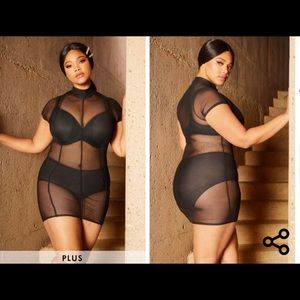 Plus Black Sheer Mesh Bodycon Dress